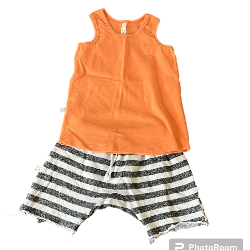 Childhoods Striped Shorts and Orange Tank Outfit Size 5T